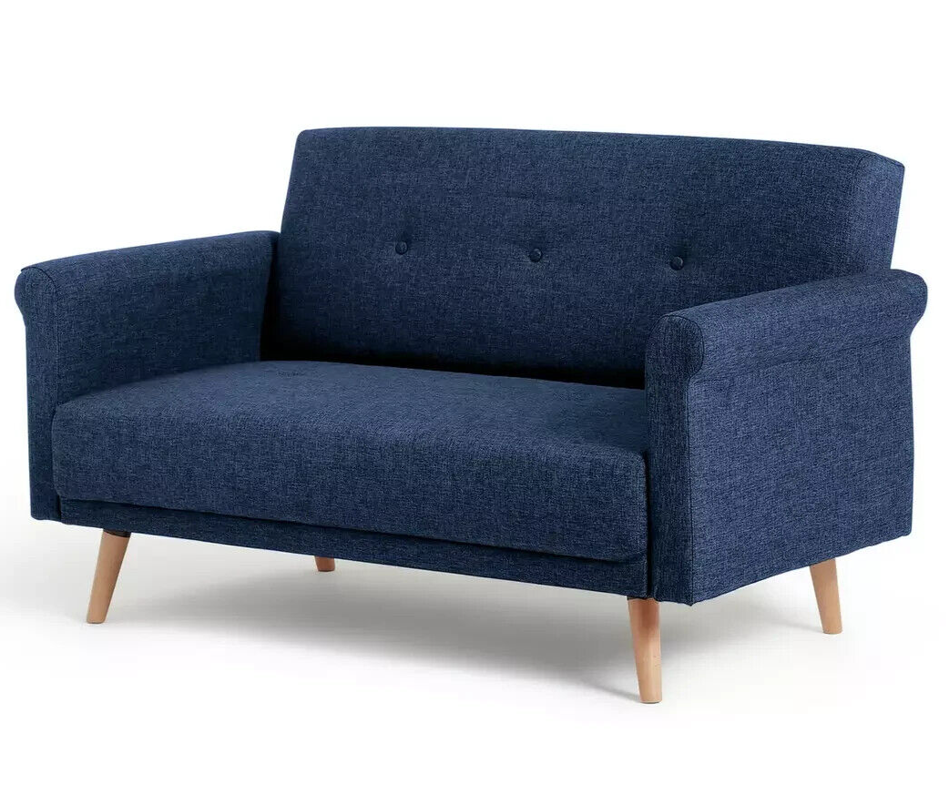 Habitat Home Evie Fabric 2 Seater Sofa in a Box Navy Blue | Compact Comfortable