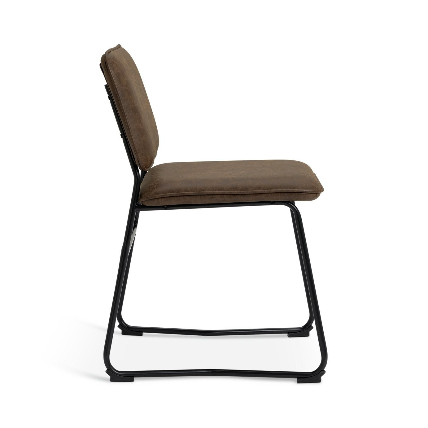 Habitat Loft Living Pair of Faux Leather Dining Chairs-Brown