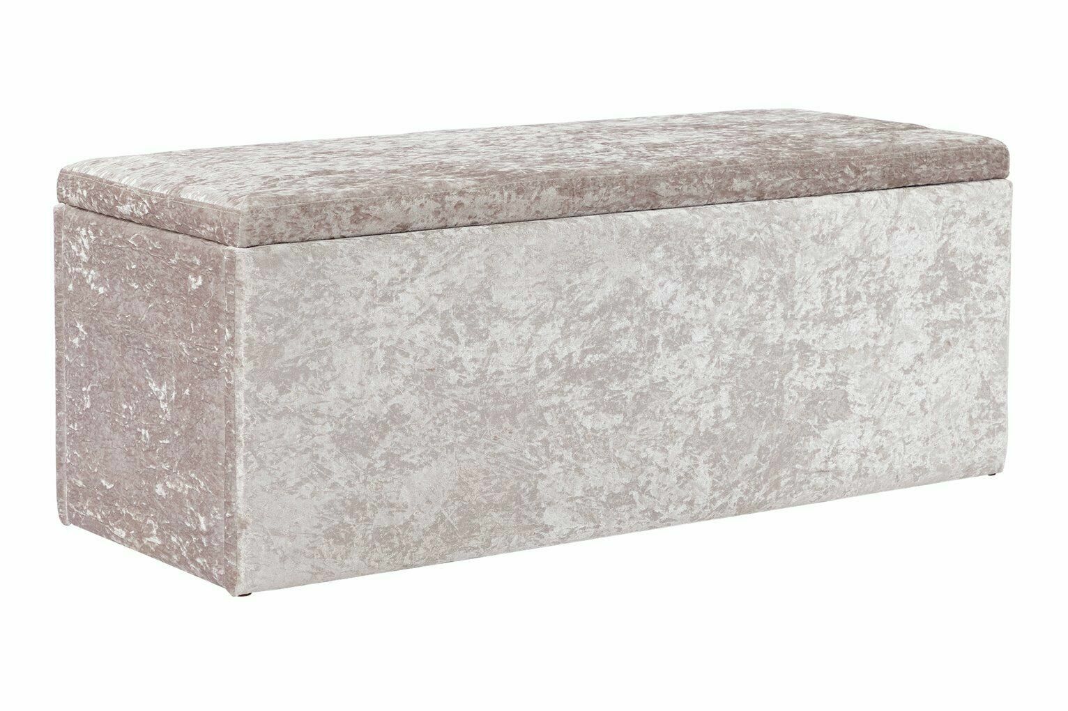 Home Kourtney Crushed Velvet Ottoman - Silver | Stylish Footstool Pouffe Living