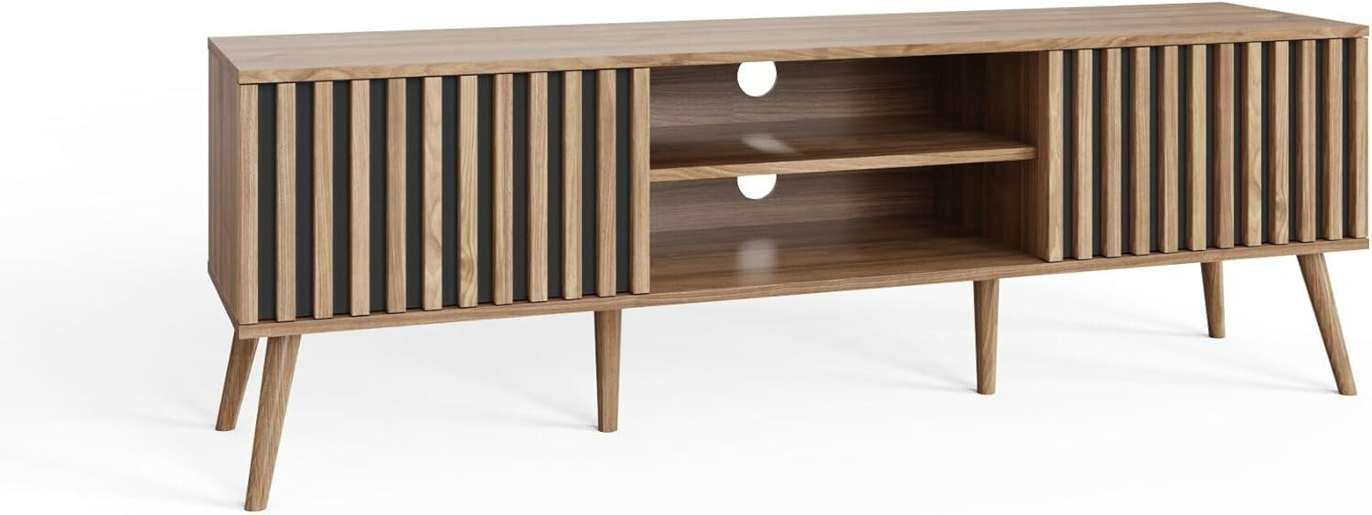 GFW Louvered 2 Door TV Unit - Oak