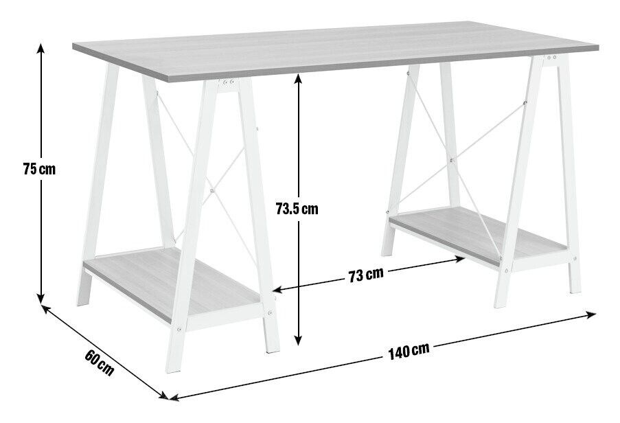 Habitat Trestle Table Office Desk Oak Effect | Industrial Style Home Office Desk